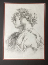 19th Century French School Drawing Very Well Done Signed Profile picture