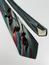 vintage 1940s 1950s hand painted rayon (or silk?) swing tie necktie excellent picture