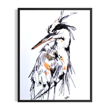 Original Abstract 11x14 Coastal Bird  Canvas Painting Signed Bold Wall Art picture