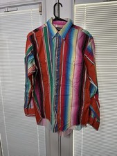 Vintage Wrangler Brushpopper Shirt Mens 16x34  Striped Western X-Long Tails picture