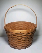 Vintage Longaberger 1991 Large Wooden Apple Basket Swinging Handle 13 Inch picture