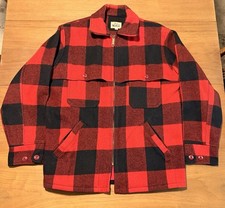 Vintage Woolrich Buffalo Plaid Wool Chore Jacket Red Black 42 Talon Zipper picture