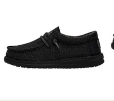 Hey Dude Youth Wally Basic  Black Casual Kids Shoes 40041-001- Choose Size picture