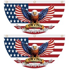 2PCS 250th Anniversary USA Bunting Flag 4x2 FT 17762026th Birthday American F... picture