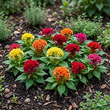COCKSCOMB MIXED COLORS DWARF Celosia Cristata Nana Jessica - 100 Bulk Seeds picture