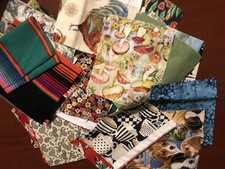 FABRIC SCRAPS PIECES QUILTING COTTON CRAFT MIXED MEDIA Random Mix 80+Pcs Apx picture