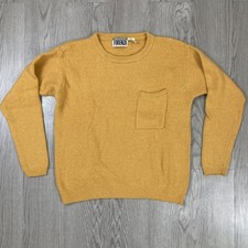 VTG 80s/90s Forenza Lambswool Angora Blend Yellow Pocket Sweater Medium Unisex picture