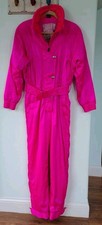 Vintg 80s/90s M Festival Prima sports D’Hiver Neon Hot Pink Iridescent Snowsuit picture