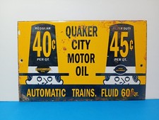 Vintage Quaker city motor oil Porcelain Enamel Sign 8