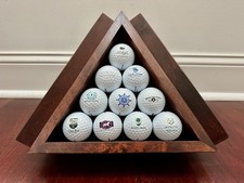 Vintage Wooden Golf Ball Display Rack - Pyramid Swivel Display w/ 40 Golf Balls picture