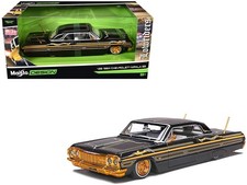Maisto 1964 Chevy Impala SS Lowrider 1:26 Black Gold Diecast Car 32547-BK picture