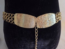 Vintage Triple Chain Belt Heavy Gold Tone 32