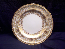 RARE ROYAL CROWN DERBY TIFFANY RAISED GOLD ROSE GOLD ENCRUSTED BEADED PLATE 10