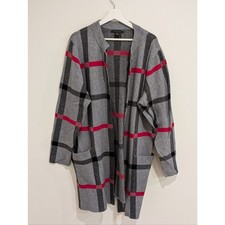 Tahari Women's Long Plaid Heavy Cardigan (3X) Cozy Chic Classic Fall Cabin picture