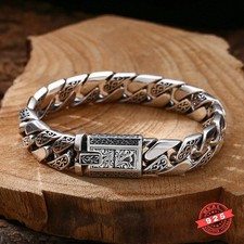 12mm Solid HEAVY Miami Cuban Link Chain Mens Bracelet SOLID 925 Sterling Silver picture