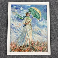 Hand Painted Oil Painting Claude Monet Woman with a Parasol Framed Canvas Art picture