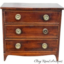 Antique 19th C Miniature line inlaid  Mahogany Chest of Drawers Salesman Sample picture