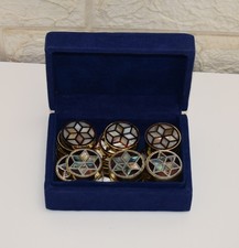 Handmade Mother of Pearl Backgammon Chips – Brass Edge Inlaid Checkers Set picture
