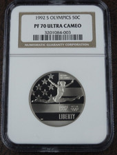 1992-S Olympic Gymnast Proof Half Dollar NGC PF 70 Ultra Cameo Commemorative 50C picture