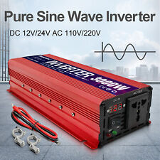 1500 3000W Car Power Inverter DC 12V 24V to AC 110V Pure Sine Wave LCD Converter picture