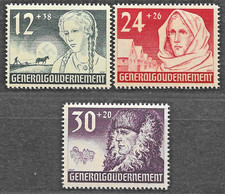Poland 3rd Reich WWII Occupation Mi# 56-58 MH * picture