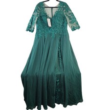 NEW JJ's House Elegant Green Lace & Tulle Gown Sequin Floral Embroidery Sz 18W picture