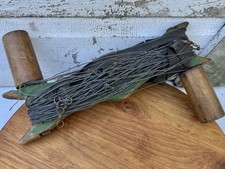 Vintage Hand Crafted Wooden Winding Reel Original Line Fishing Green Paint picture