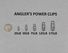 Anglers Power Clips - 25LB 50LB 75LB 125LB 175LB - Bulk Packs 25/50/100 USA picture