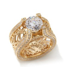 9.25ct 14K Yellow Gold Finish Round Filigree Bridge Ring picture