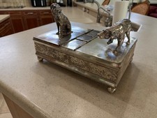19th Century Meriden Wilcox Silver Plate Humidor with Hunting Dogs picture