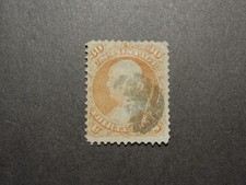 US Stamps  Scott no 71   1861 30c   Franklin Orange Perf 12  VF picture