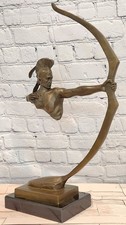 Signed M. Nick Bronze Native American Archer Sculpture Warrior Chief Statue picture