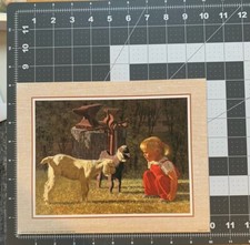 Young Girl With Goats By Robb Woods 10x8 Litho VTG 1988 Farm Life Rural Tools picture