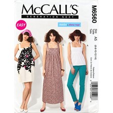 Easy McCall's M6560 Sewing Patterns Misses' Tops Dress w/ Button Straps 6-14 UC picture