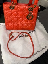 Christian Dior Lady Dior Medium Very Good Condition in Orange Leather picture