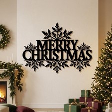 Merry Christmas Metal Wall Art, Snowflake Holiday Sign, Festive Winter picture
