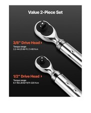 Electronic Torque Wrench Set, 2-Piece, 1/2 & 3/8 Inch Drive 72-Tooth LED Display picture