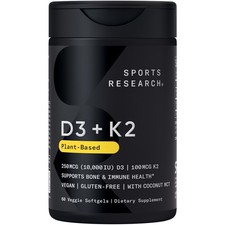 SR Vegan D3 10,000iu Vitamin K2 100mg Vegan Certified Soy Gluten Free 60 Softgel picture