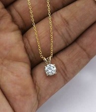 Solid 10k Yellow Gold 0.75 ct Genuine Moissanite Ladies Solitaire Pendant only picture