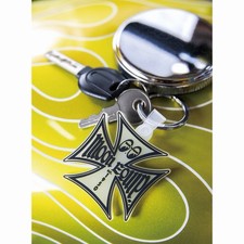 Mooneyes Area-1 Yokohama Japan: NEW Glow-In-The-Dark Iron Cross Keychain picture