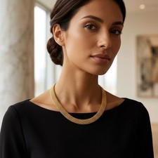 Vintage 14K Gold Italian Basketweave Necklace 18