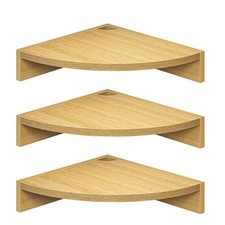 Fun Memories Wood Corner Shelf Wall Mount Oak Floating Shelves 3 Pack picture
