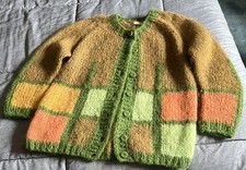 VTG 1960’s woman’s Hand Knit wool Cardigan Italy sweater multi color Italian s38 picture