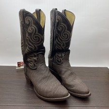 Vintage Tony Lama 8266 Cowboy Boots Brown Exotic Leather Men 11.5 D picture