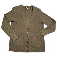 Madewell Womens L Olive 100% Merino Wool Waffle Knit Cardigan Sweater Pockets picture