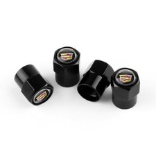 4Pcs Cadillac Tire Valve Stem Caps Set For All Modes Black Anodized Aluminum picture