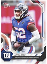 Arvell Reese - 2026-27 NFL Topps NOW Card 43 PRESALE New York Giants picture