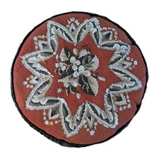 Antique 19th Century Victorian Beaded Needlepoint Cushion/ Pillow 12