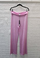 New I.AM.GIA Blare Foldover Waistband Stripe Trackpant Light Pink Stripe Sz L picture