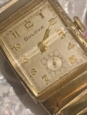 Vintage gold-filled BULOVA GP GF 1940s-50s  Women’s Tank 2 Dial Watch picture